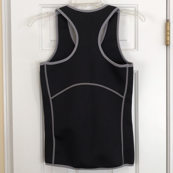 NWOT Women’s neoprene slimming vest.  Size M.  Black with gray trim. By SaunaFX. - Picture 2 of 4